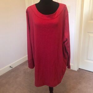 J Jill Sz 4x red tunic pockets sleeve button detail. Cozy roomy comfy relaxed